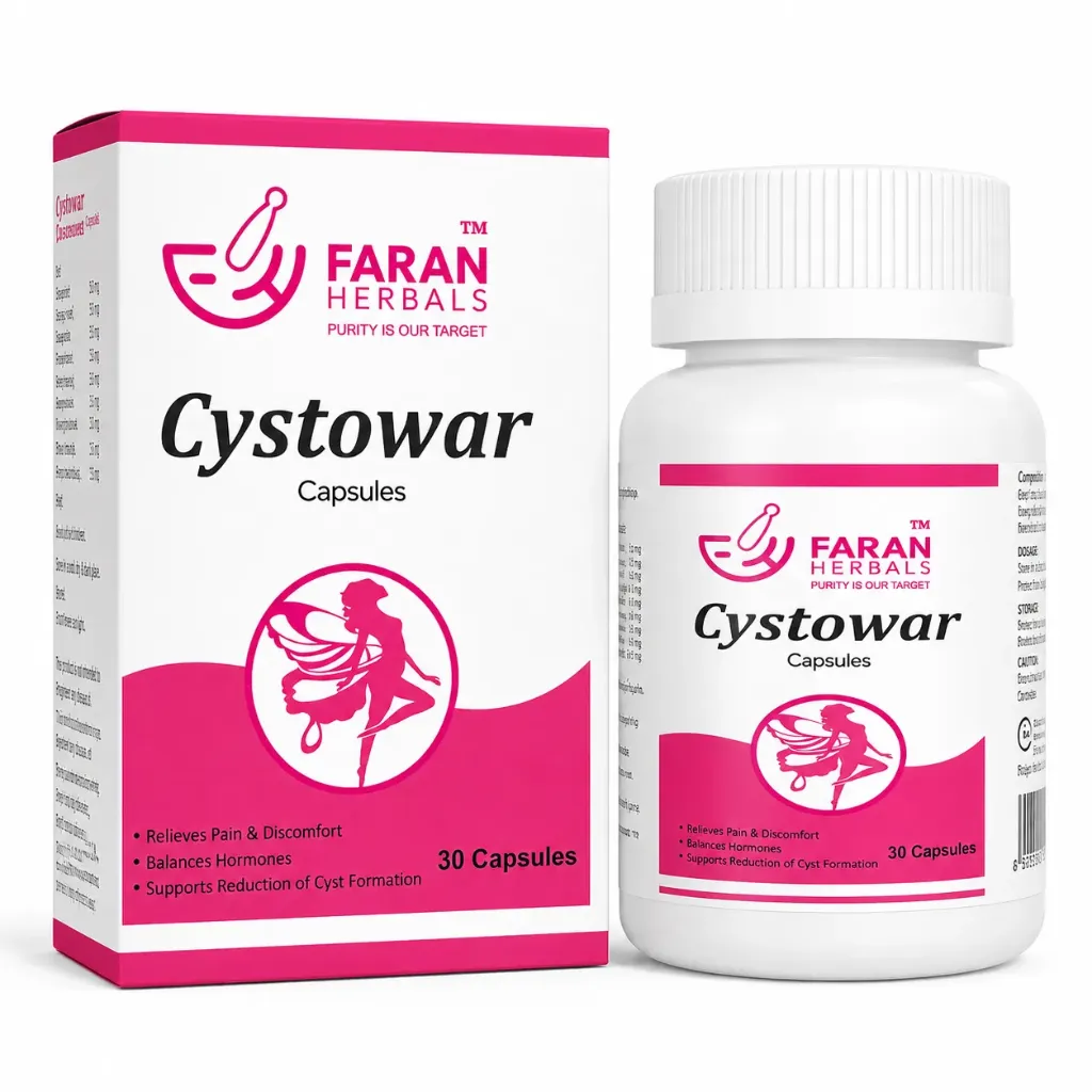 FARAN HERBALS Cystowar Capsules | Ayurvedic Proprietary Formula for Women's Wellness Support | Hormonal Balance Support | 30 Capsules