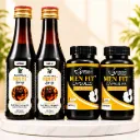 Faran  Herbals Men Fit  Ayurvedic Men's Wellness Combo | 1 Month Course Pack | 2 Herbal Syrup 200ml Each + 2 Herbal Capsules 30 Capsules Each | With Ashwagandha, Shudh Shilajit,  &Traditional Herbs
